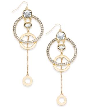 Thalia Sodi Gold-tone Pave Circle Drop Earrings, Created For Macy's