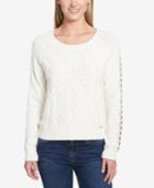 Tommy Hilfiger Embellished Cable-knit Sweater, Created For Macy's
