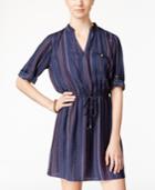 Be Bop Juniors' Striped Split-neck Shirtdress