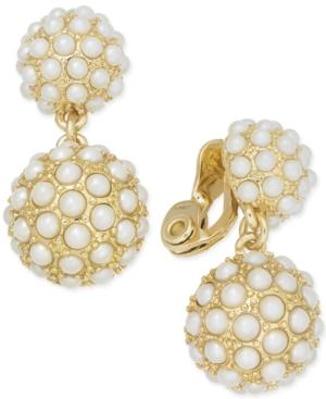 Charter Club Gold-tone Imitation Pearl Ball Clip-on Drop Earrings, Created For Macy's