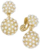 Charter Club Gold-tone Imitation Pearl Ball Clip-on Drop Earrings, Created For Macy's