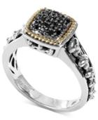 Balissima By Effy Black Diamond Square Ring (1/6 Ct. T.w.) In 18k Gold And Sterling Silver