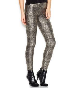 Bar Iii Mid-rise Metallic-coated Leggings