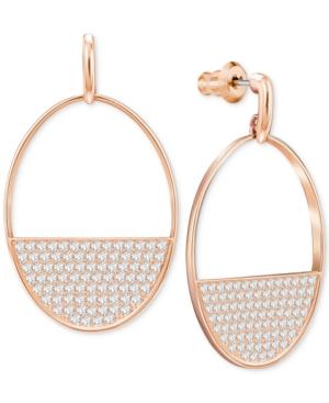 Swarovski Rose Gold-tone Pave Drop Hoop Earrings