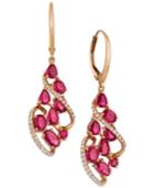 Le Vian Certified Passion Ruby (3-1/3 Ct. T.w.) & Diamond (1/3 Ct. T.w.) Drop Earrings In 14k Rose Gold
