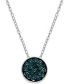 Blue Diamond Round Pendant Necklace In Sterling Silver (1/4 Ct. T.w.)