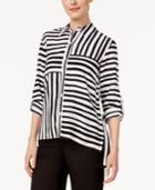 Alfred Dunner Petite City Life Striped Blouse