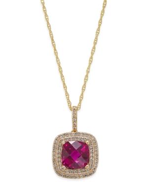 Lab-created Ruby (2-1/2 Ct. T.w.) And White Sapphire (1/3 Ct. T.w.) Pendant Necklace In 14k Gold-plated Sterling Silver