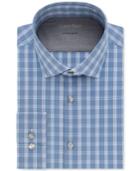 Calvin Klein Men's X Extra Slim-fit Stretch Bright Blue Plaid Dress Shirt