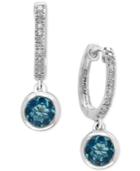 Effy Aquarius Blue Topaz (9/10 Ct. T.w.) And Diamond (1/10 C.t.t.w.) Hoop Drop Earrings In 14k White Gold