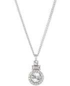 Givenchy Silver-tone Round Crystal And Pave Pendant Necklace