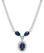 Sapphire (1-1/3 Ct. T.w.) And Diamond (1/6 Ct. T.w.) Pendant Necklace In 14k White Gold