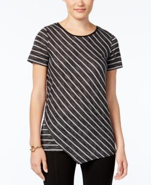 G.h. Bass & Co. Striped Asymmetrical-hem Top