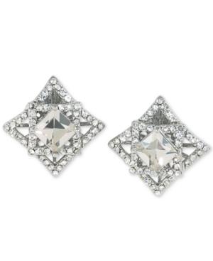Carolee Silver-tone Geometric Crystal Clip-on Earrings
