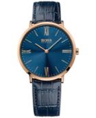 Hugo Boss Men's Jackson Blue Leather Strap Watch 40mm 1513371