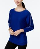 Alfani Embellished-trim Dolman Sleeve Top, Only At Macy's