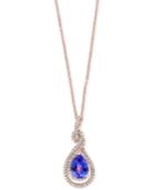 Final Call By Effy Tanzanite (1-1/2 Ct. T.w.) And Diamond (1/4 Ct. T.w.) Pendant Necklace In 14k Rose Gold