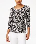 Jm Collection Petite Printed Jacquard Top, Created For Macy's