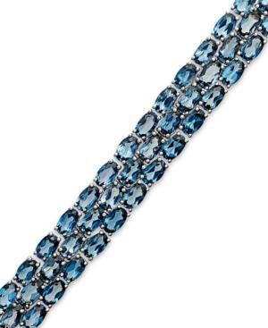 Blue Topaz Three-row Bracelet In Sterling Silver (28 Ct. T.w.)