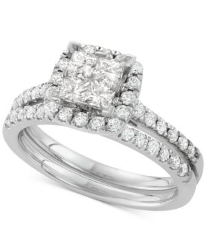 Diamond Square Halo Bridal Set (1-1/4 Ct. T.w.) In 14k White Gold