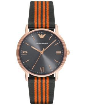 Emporio Armani Men's Kappa Gray And Orange Nato Nylon Strap Watch 43mm Ar11014