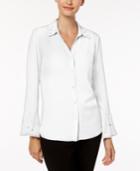 Ny Collection Faux-pearl Bell-sleeve Shirt