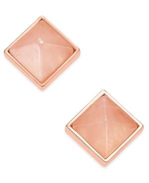 Vera Bradley Gold-tone Pink Stone Square Stud Earrings
