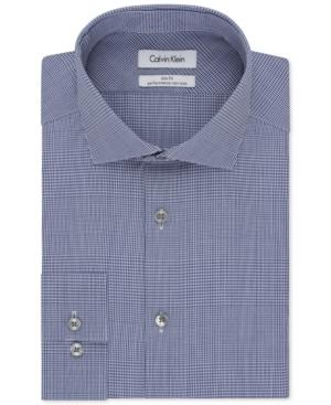Calvin Klein Steel Slim-fit Non-iron Performance Indigo Check Dress Shirt