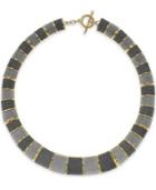 Abs By Allen Schwartz Gold-tone Gray Texture Collar Necklace
