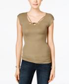 Guess Embellished Ribbed Cutout Top