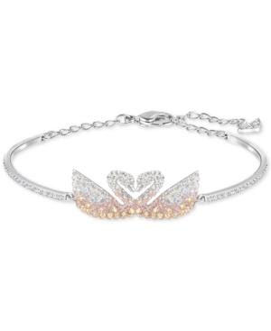 Swarovski Silver-tone Colored Crystal Swans Bangle Bracelet