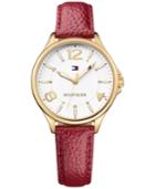 Tommy Hilfiger Women's Table Burgundy Leather Strap Watch 36mm 1781719