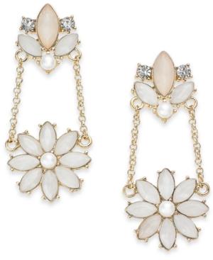 Inc International Concepts Gold-tone Stone & Crystal Flower Drop Earrings, Created For Macy's