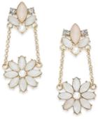 Inc International Concepts Gold-tone Stone & Crystal Flower Drop Earrings, Created For Macy's