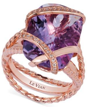 Le Vian Amethyst (10-3/4 Ct. T.w.) And Diamond (1/6 Ct. T.w.) Wrap Ring In 14k Rose Gold