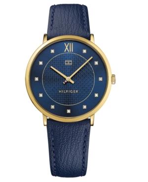 Tommy Hilfiger Women's Navy Leather Strap Watch 40mm