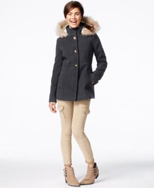 Maralyn & Me Faux-fur-trim Turn-lock Coat