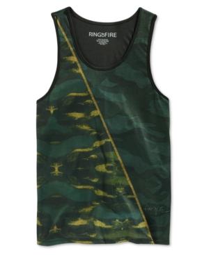 Ring Of Fire Men's Green Camouflage-print Tank