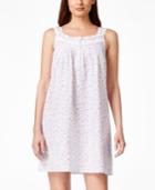 Eileen West Embroidered Floral-print Short Nightgown
