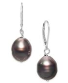 Cultured Baroque Black Tahitian Pearl (11mm) Drop Earrings In Sterling Silver