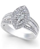 Diamond Marquise Engagement Ring (1 Ct. T.w.) In 14k White Gold