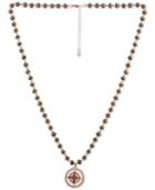 Rachel Rachel Roy Rose Gold-tone Pave & Brown Bead Compass Pendant Necklace