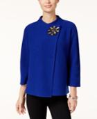Jm Collection Petite Embellished Asymmetrical Wool Cardigan, Only At Macy's