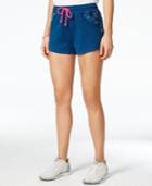 Jessica Simpson The Warm Up Juniors' Crocheted Drawstring Active Shorts, Only At Macy's