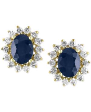 Royale Bleu Sapphire (2-7/8 Ct. T.w.) And Diamond (5/8 Ct. T.w.) Stud Earrings In 14k Gold