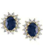 Royale Bleu Sapphire (2-7/8 Ct. T.w.) And Diamond (5/8 Ct. T.w.) Stud Earrings In 14k Gold