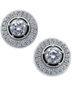 Giani Bernini Cubic Zirconia Double Row Pave Stud Earrings In Sterling Silver, Only At Macy's