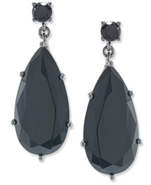 Carolee Hematite-tone Faceted Stone Teardrop Drop Earrings
