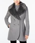 French Connection Faux-fur-collar Wool-blend Walker Coat