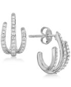 Diamond Three-row Earrings (1/3 Ct. T.w.) In Sterling Silver